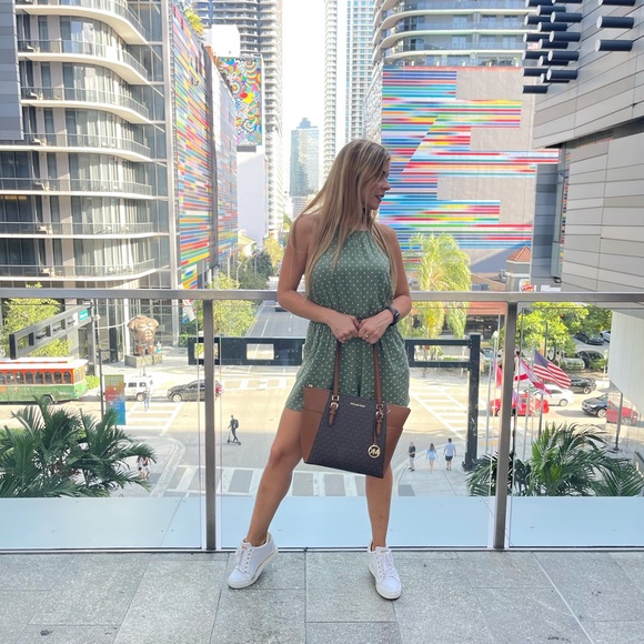 Michael Kors Charlotte Leather Tote bag Brown MK print - Picture 10 of 14